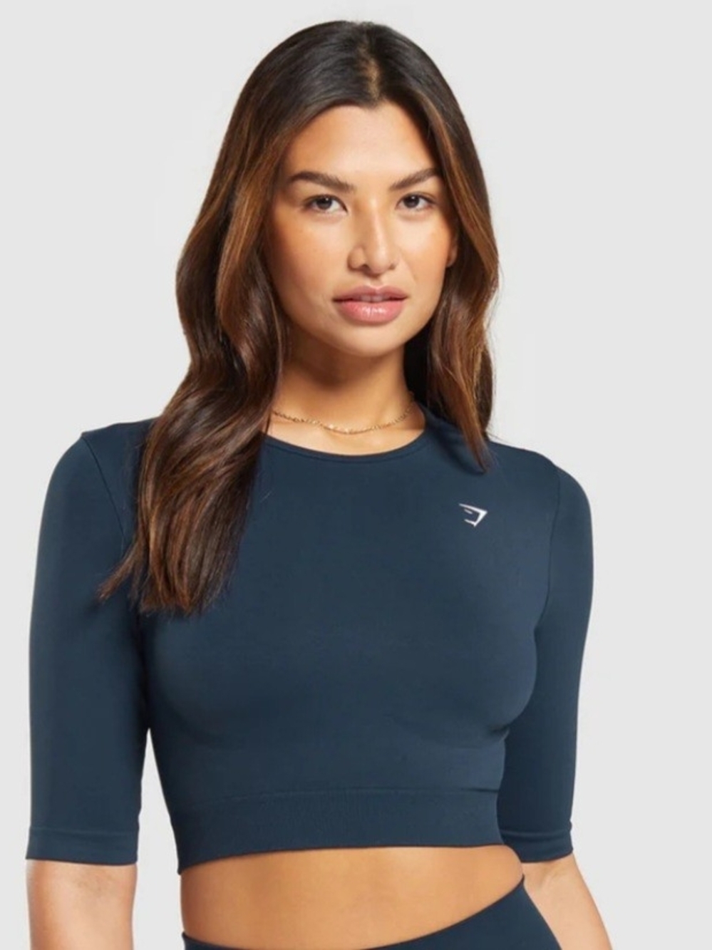 Gymshark Navy Crop Top 3/4 Sleeve